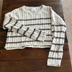 Pink Rose Beige Cable Knit Sweater